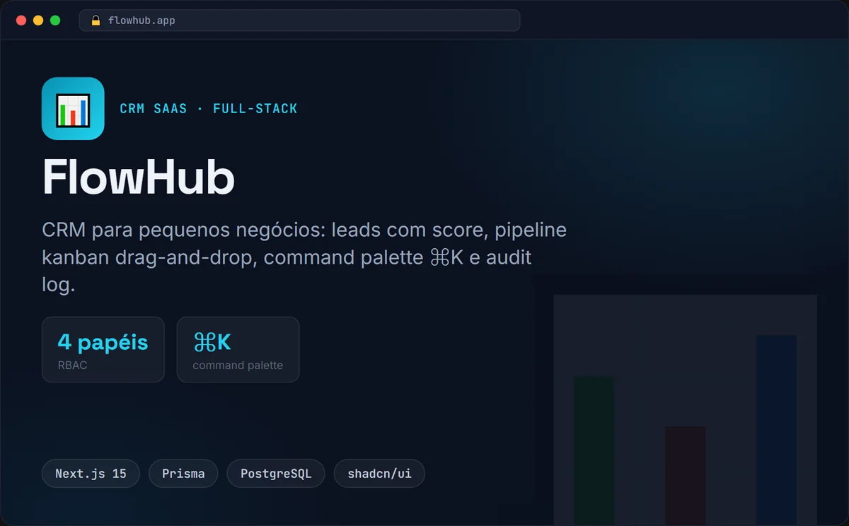 Tela real do FlowHub.